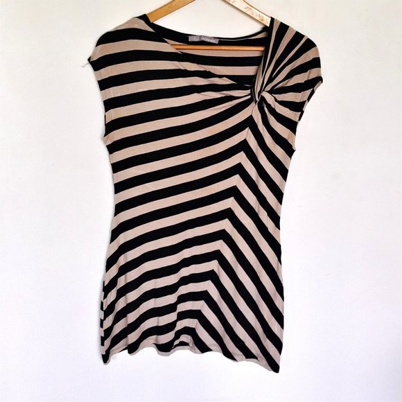 Marks & Spencer Tops - Marks & Spencer striped beige and black sleeveless top